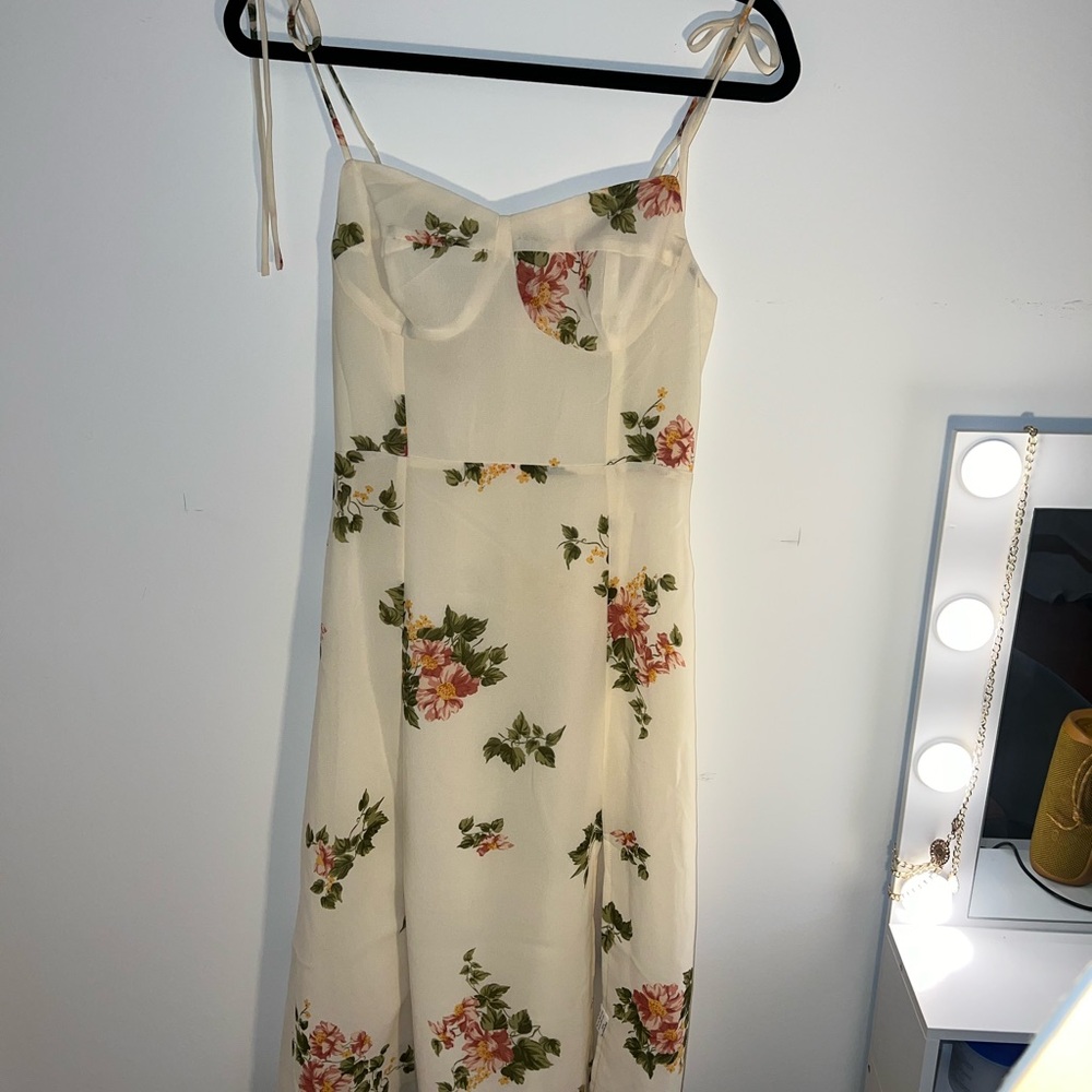 Floral Print Cream Dress